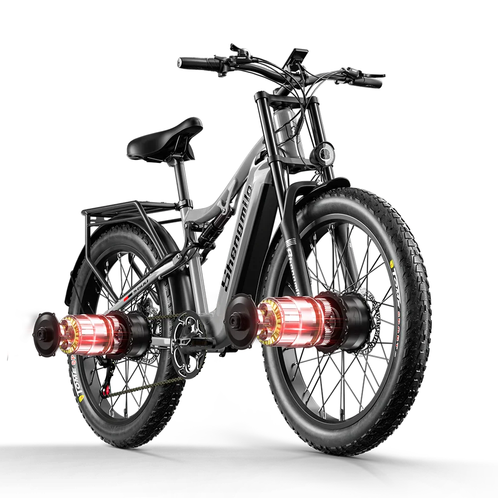 2000W Dual-Motor Electric Mountain Bike 48V 17.5Ah, Dual Suspension, 26-Inch (66 cm) Wheel, 31–60 km Range