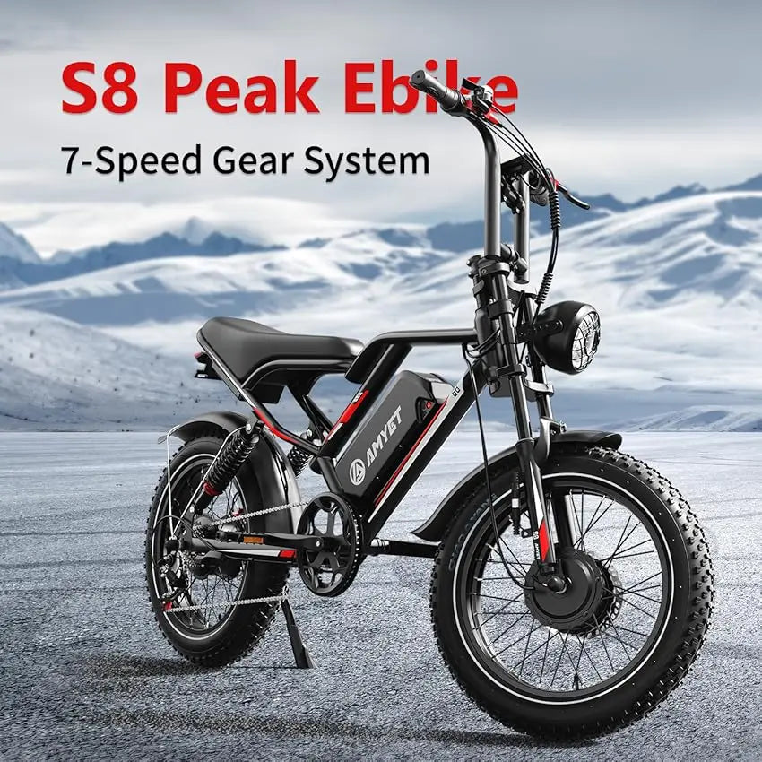 2000W Dual Motor Electric Bike 48V 25Ah | 20 x 4.0 in Fat Tire Ebike, 7-Speed, Full Suspension, Hydraulic Disc Brakes