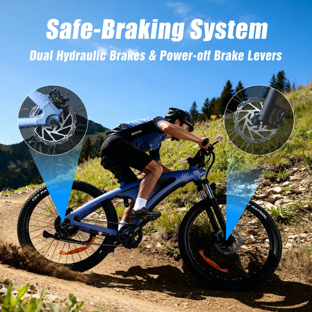 2000W 48V 20Ah Electric Mountain E-Bike — 27.5 in Fat Tire Adult Ebike, IPX6