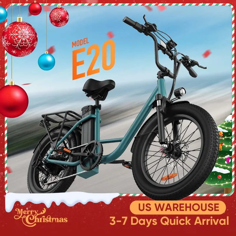1000W Fat Tire Electric Bike — 48V 13Ah Removable Battery, Up to 28 MPH, 20×3 in Tires, 7-Speed, Dual Disc Brakes