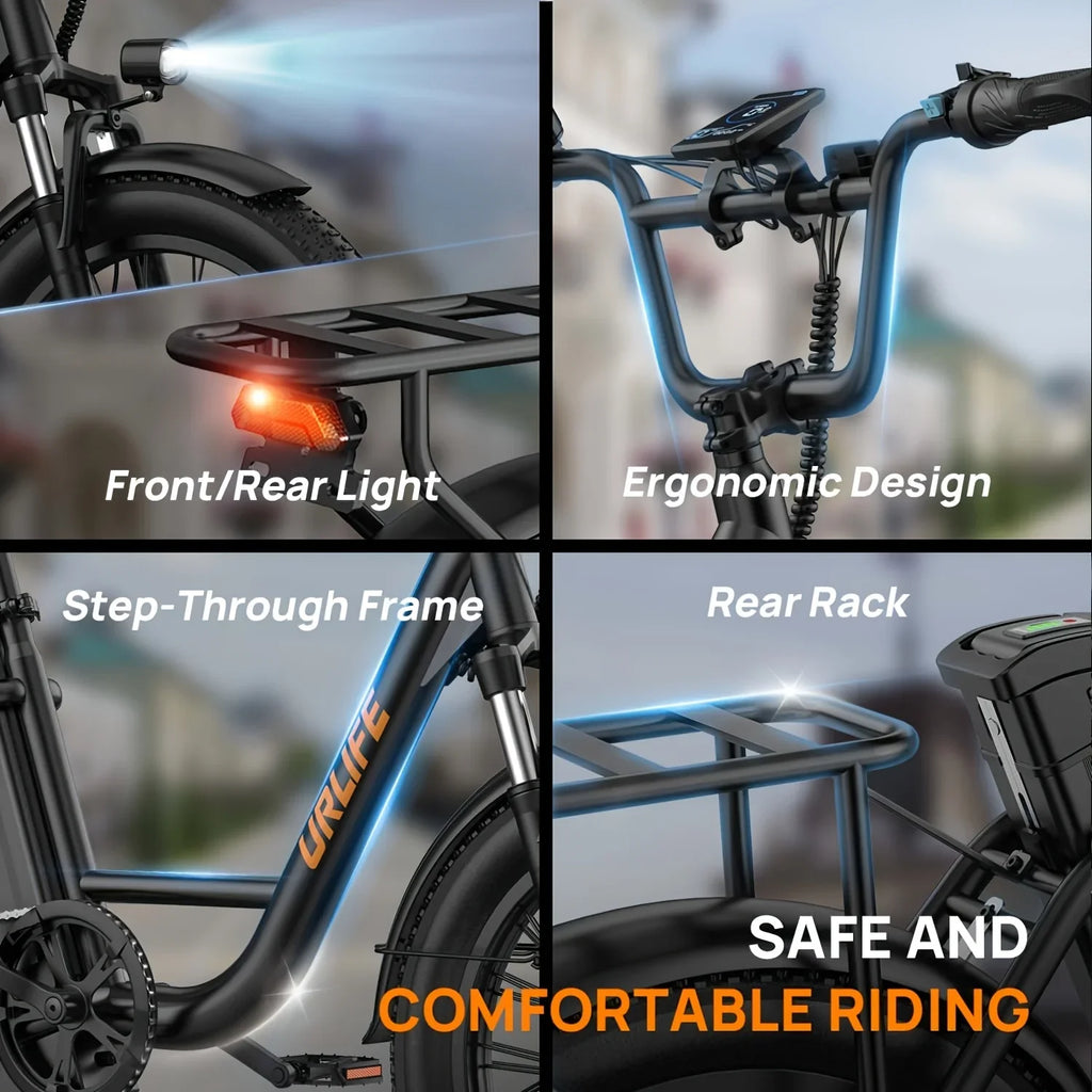 1000W Fat Tire Electric Bike — 48V 13Ah Removable Battery, Up to 28 MPH, 20×3 in Tires, 7-Speed, Dual Disc Brakes